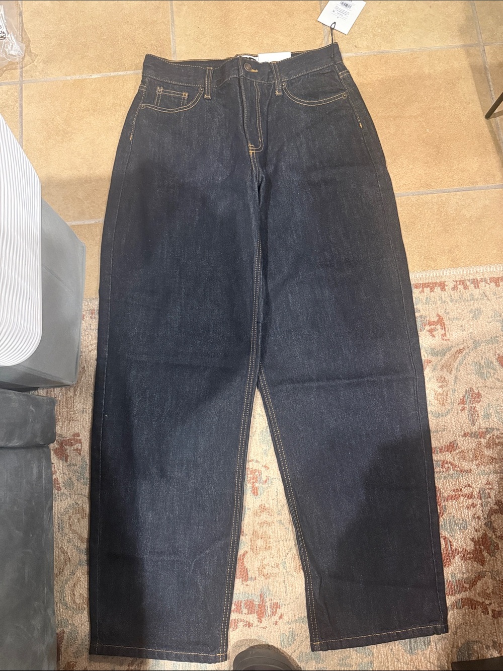 KBB Dark Blue Women's Mid Rise Barrel Leg Jean